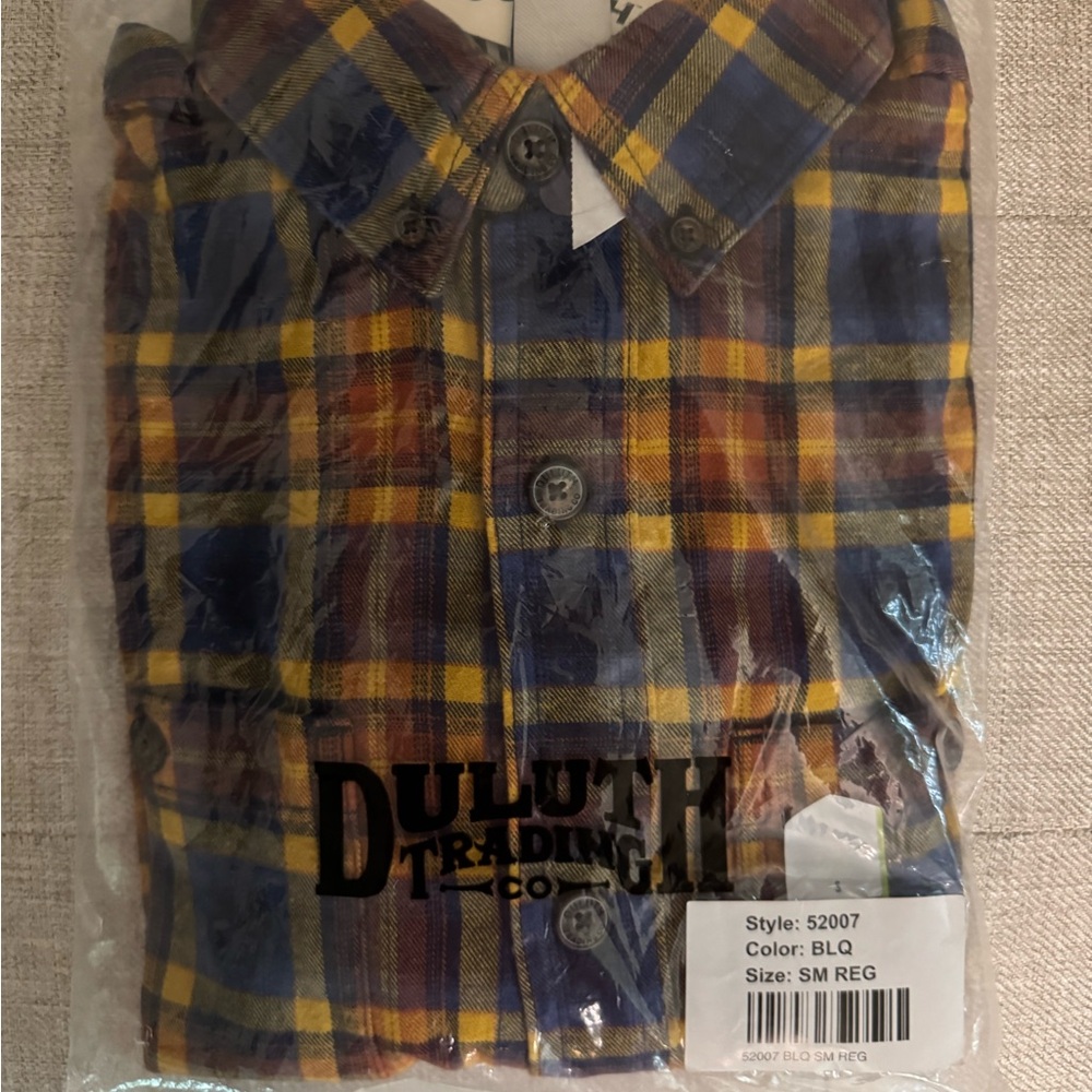 Duluth Trading Co Casual Button Down Shirt Blue and Yellow